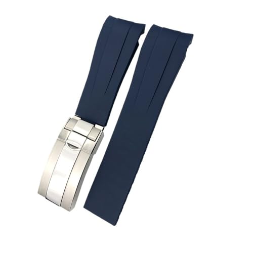 NBCNZCTSAS 21mm 22mm Schwarz Blau Gummi Armband Passend for Rolex DEEPSEA Sea-Dweller Submariner Silikon Uhrenarmband Zubehör(Blue,21MM DEEPSEA_SILVER GOLD) von NBCNZCTSAS