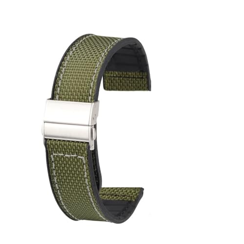 NBCNZCTSAS 22/20 mm Magnetarmband passend for Samsung Galaxy Watch4 5 6 5Pro 4/6 Classic Active 2, Unterseite aus Nylon-Silikon, passend for Amazfit, passend for Huawei GT2 GT3(Green black buckle,20mm von NBCNZCTSAS