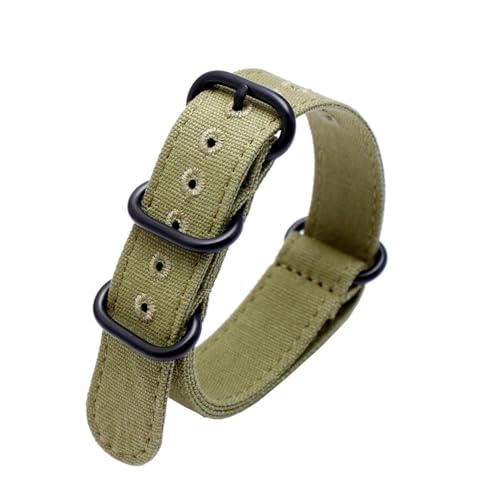 NBCNZCTSAS 22 24 26 mm doppelseitig verdicktes Canvas-Uhrenarmband General Brands Nylon-Sicherheitsgurt Passend for Panerai/Passend for Breitling/Passend for ZENITH Pilo(Army green bk,20mm) von NBCNZCTSAS