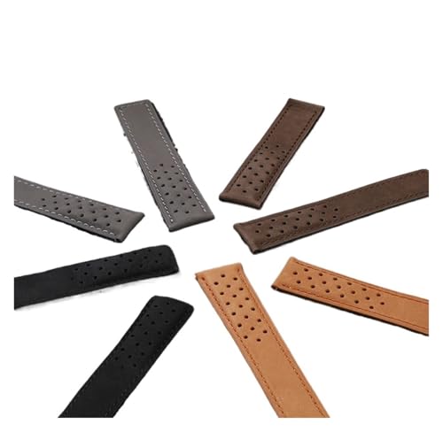 NBCNZCTSAS 22 MM Schwarz-Braun-Armband Mattlederarmband Passend for TAG HEUER Passend for CARRERA Passend for AQUARACER Passend for Monaco F1 Uhrenarmband(Dark brown-gold) von NBCNZCTSAS