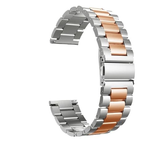 NBCNZCTSAS 22 mm 20 mm Edelstahl-Uhrenarmband passend for SAMSUNG Galaxy Watch 42 46 mm GEAR S3 Active 2 Classic passend for Galaxy Watch 3 Correas(Silver Rose Gold-Too,22MM) von NBCNZCTSAS
