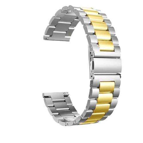 NBCNZCTSAS 22 mm 20 mm Edelstahl-Uhrenarmband passend for SAMSUNG Galaxy Watch 42 46 mm GEAR S3 Active 2 Classic passend for Galaxy Watch 3 Correas(Sliver Gold-Tool,20mm) von NBCNZCTSAS