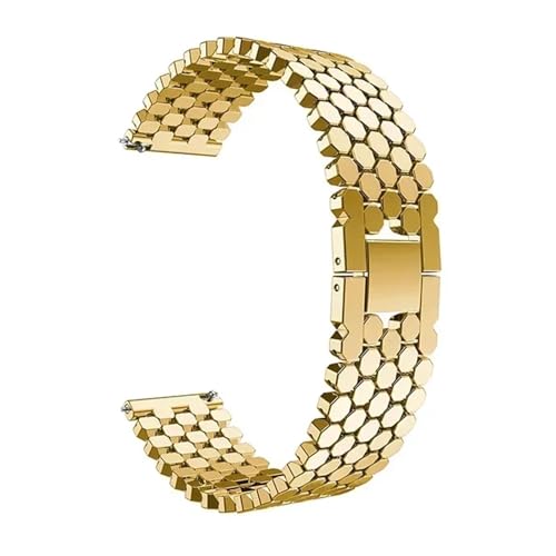 NBCNZCTSAS 22 mm 20 mm Edelstahlarmband passend for Samsung Galaxy Watch 3 45 mm Band Gear S3 Active 2 Correas passend for Huawei Watch GT 3Pro Armband(Gold,20mm) von NBCNZCTSAS