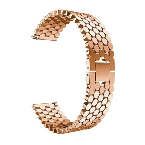 NBCNZCTSAS 22 mm 20 mm Edelstahlarmband passend for Samsung Galaxy Watch 3 45 mm Band Gear S3 Active 2 Correas passend for Huawei Watch GT 3Pro Armband(Rose Gold,20mm) von NBCNZCTSAS