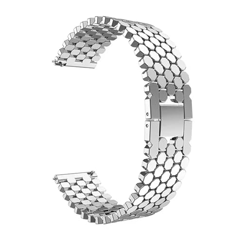 NBCNZCTSAS 22 mm 20 mm Edelstahlarmband passend for Samsung Galaxy Watch 3 45 mm Band Gear S3 Active 2 passend for Huawei Watch Armband passend for Amazfit(Silver,20mm) von NBCNZCTSAS