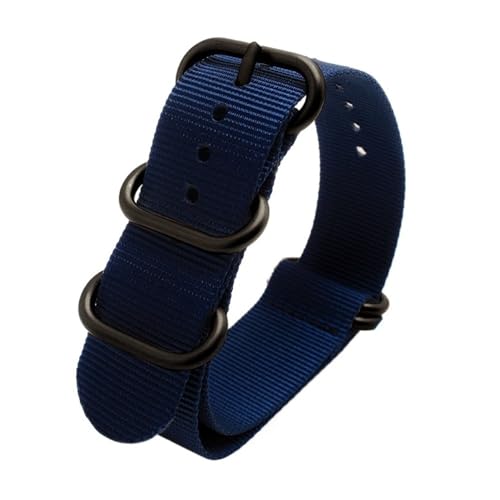 NBCNZCTSAS 22 mm 24 mm 26 mm Nylon-Sportarmband, modisches Armband-Zubehör, grünes Militär/blaues Uhrengürtel-Zubehör(Blue bk,21mm) von NBCNZCTSAS