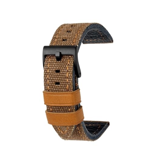 NBCNZCTSAS 22 mm 24 mm passend for Breitling Fossil passend for Hamilton handgefertigtes Uhrenarmband aus Canvas mit Lederunterseite for Herren im Retro-Stil(Brown Orange black,22mm) von NBCNZCTSAS
