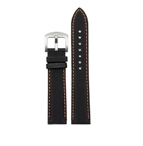 NBCNZCTSAS 22 mm Uhrenarmband aus Nylongewebe mit Schnellverschluss, passend for TAG Heuer F1 Rennwagen-Tauchband, Rindsleder, Stahl-Dornschließe, Werkzeuge(Orange line-silver,22mm) von NBCNZCTSAS