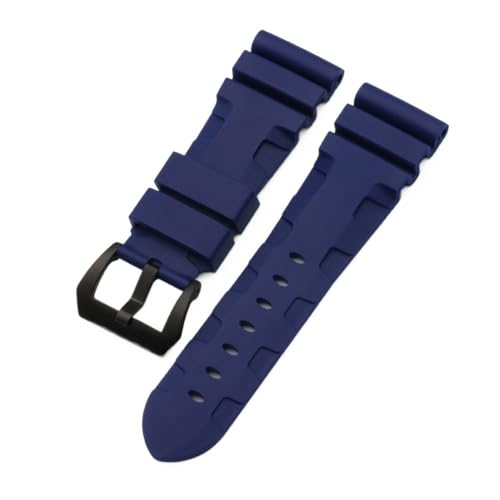 NBCNZCTSAS 22mm 24mm 26mm Natur Gummi Silikon Armband Fit for Panerai Fit for Luminor PAM441 Schwarz Blau Orange sport Uhr Strap Werkzeuge(Blue-silver,24mm without buckle) von NBCNZCTSAS