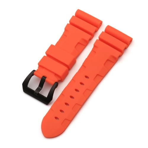 NBCNZCTSAS 22mm 24mm 26mm Natur Gummi Silikon Armband Fit for Panerai Fit for Luminor PAM441 Schwarz Blau Orange sport Uhr Strap Werkzeuge(Orange-black,24mm without buckle) von NBCNZCTSAS