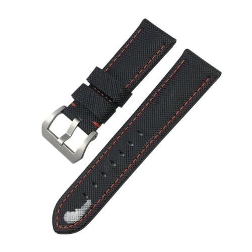 NBCNZCTSAS 22mm 24mm 26mm Nylon Textur Carbon Fiber Armband Fit for Panerai Fit for Luminor PAM1312 441 Schwarz armband Armband(BLACK WHITE,24mm) von NBCNZCTSAS