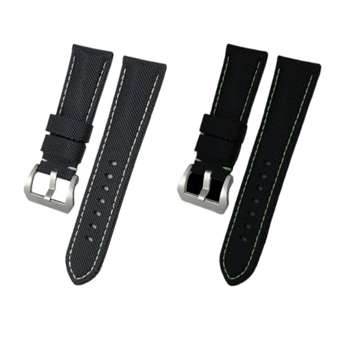 NBCNZCTSAS 22mm 24mm 26mm Nylon Textur Carbon Fiber Armband Fit for Panerai Fit for Luminor PAM1312 441 Schwarz armband Armband(Olive Flak,22mm) von NBCNZCTSAS