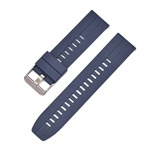 NBCNZCTSAS 22mm Gummi -Uhrband -Fit for Samsung 46 mm Schnellfreisetzungsgurt -Uhren -Armband Passform for Gear S3 FIT for HUAWEI GT 46 mm/Anpassung for EHREN Fit for Magic Armband Band(Blue-silver) von NBCNZCTSAS
