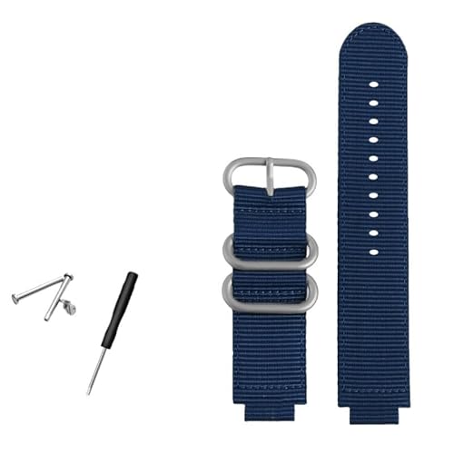 NBCNZCTSAS 24 * 16mm Konvexen Metall Ring Mann Nylon Armband Fit for TIMEX T2N721 T2N720 TW2T76500 TW2T76300 Sport Atmungsaktive Canvas Uhr Strap(Blue-silver) von NBCNZCTSAS