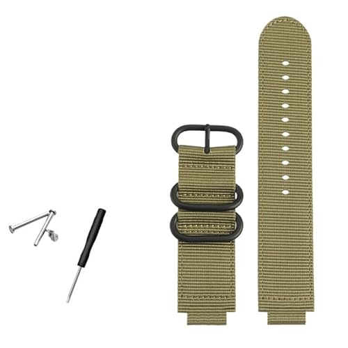 NBCNZCTSAS 24 * 16mm Konvexen Metall Ring Mann Nylon Armband Fit for TIMEX T2N721 T2N720 TW2T76500 TW2T76300 Sport Atmungsaktive Canvas Uhr Strap(Green-black) von NBCNZCTSAS
