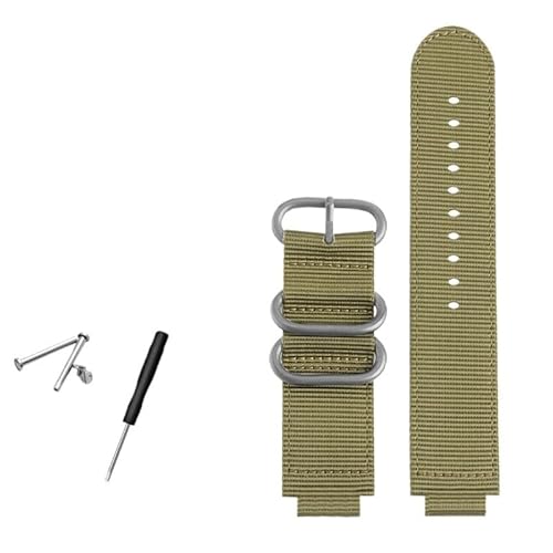 NBCNZCTSAS 24 * 16mm Konvexen Metall Ring Mann Nylon Armband Fit for TIMEX T2N721 T2N720 TW2T76500 TW2T76300 Sport Atmungsaktive Canvas Uhr Strap(Green-silver) von NBCNZCTSAS