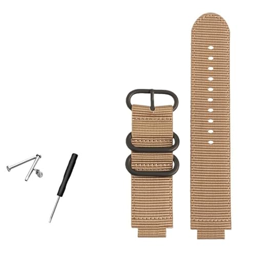 NBCNZCTSAS 24 * 16mm Konvexen Metall Ring Mann Nylon Armband Fit for TIMEX T2N721 T2N720 TW2T76500 TW2T76300 Sport Atmungsaktive Canvas Uhr Strap(Khaki-black) von NBCNZCTSAS