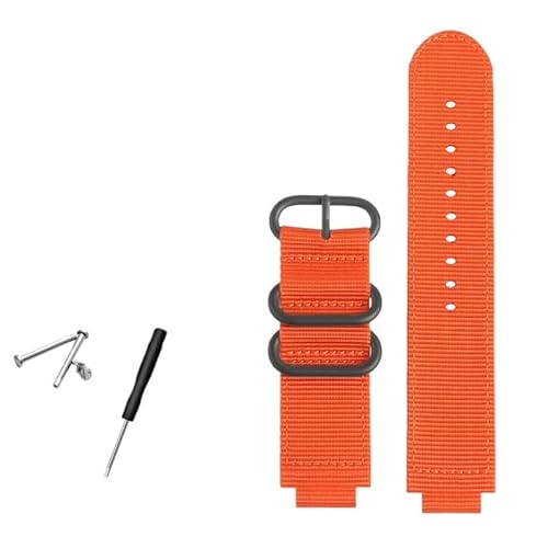 NBCNZCTSAS 24 * 16mm Konvexen Metall Ring Mann Nylon Armband Fit for TIMEX T2N721 T2N720 TW2T76500 TW2T76300 Sport Atmungsaktive Canvas Uhr Strap(Orange-black) von NBCNZCTSAS
