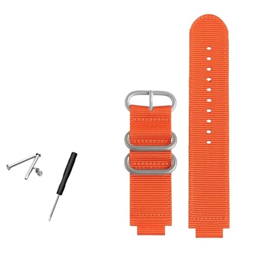 NBCNZCTSAS 24 * 16mm Konvexen Metall Ring Mann Nylon Armband Fit for TIMEX T2N721 T2N720 TW2T76500 TW2T76300 Sport Atmungsaktive Canvas Uhr Strap(Orange-silver) von NBCNZCTSAS