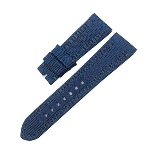 NBCNZCTSAS 24 mm 26 mm Nylongewebe-Uhrenarmband, passend for Panerai Submersible, passend for Luminor PAM00984 441, Schwarz, Blau, Grau, Canvas-Leder-Uhrenarmband(Blue Gray No Clasp,24mm) von NBCNZCTSAS