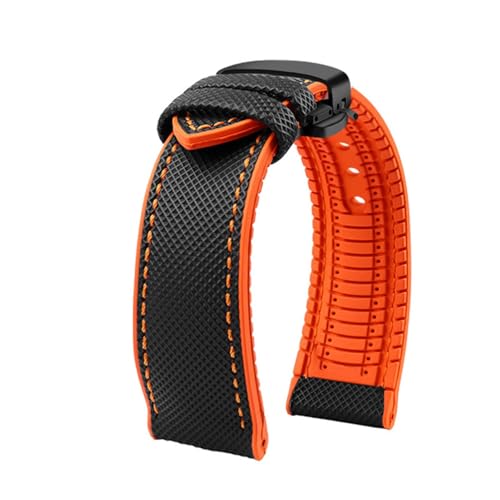 NBCNZCTSAS 24 mm Sportarmband aus Nylon und Gummi passend for Casio Fit for PROTREK Mountaineering PRG-600/PRG-650 PRW-6600/PRW-6800 Armband Herrenarmband(Black orange-B) von NBCNZCTSAS