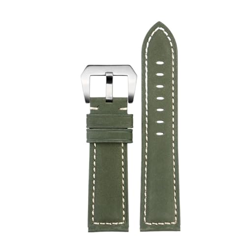 NBCNZCTSAS 24 mm passend for Casio PRG-600 PRG-650 PRG-600Y PRW-6600Y Vintage mattiertes Uhrenarmband aus weichem Leder in 9 Farben(A Army green silver) von NBCNZCTSAS