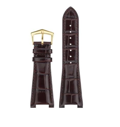 NBCNZCTSAS 25 * 13mm Lederarmband passend for PATEK passend for PHILIPPE Nautilus 5711 5712G Kerbarmband Rindsleder Herren- und Damenuhrenarmbänder(Brown-gold) von NBCNZCTSAS