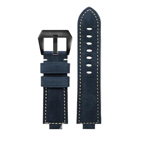NBCNZCTSAS 26 * 14mm Konvexen Dünne Atmungsaktive Männer Handschlaufe Fit for CASIO Fit For G-Shock GST-B400 Nylon Rindsleder Uhr Band Armband zubehör(Blue black buckle) von NBCNZCTSAS
