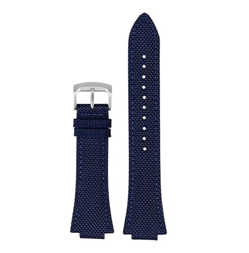 NBCNZCTSAS 26 * 14mm Konvexen Dünne Atmungsaktive Männer Handschlaufe Fit for CASIO Fit For G-Shock GST-B400 Nylon Rindsleder Uhr Band Armband zubehör(Blue steel pin) von NBCNZCTSAS
