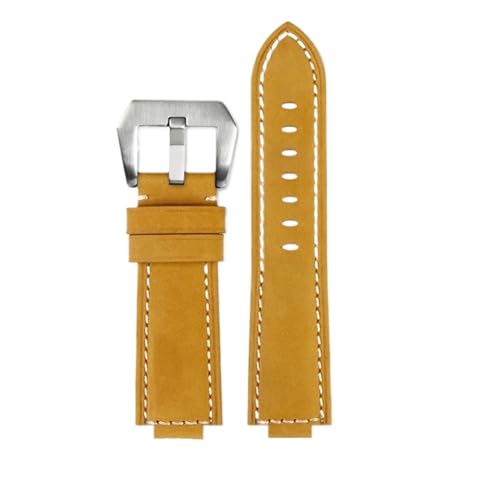 NBCNZCTSAS 26 * 14mm Konvexen Dünne Atmungsaktive Männer Handschlaufe Fit for CASIO Fit For G-Shock GST-B400 Nylon Rindsleder Uhr Band Armband zubehör(Khaki Silver Buckle) von NBCNZCTSAS