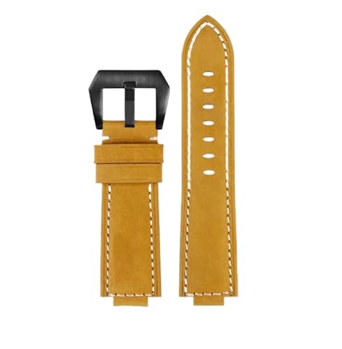 NBCNZCTSAS 26 * 14mm Konvexen Dünne Atmungsaktive Männer Handschlaufe Fit for CASIO Fit For G-Shock GST-B400 Nylon Rindsleder Uhr Band Armband zubehör(Khaki black buckle) von NBCNZCTSAS