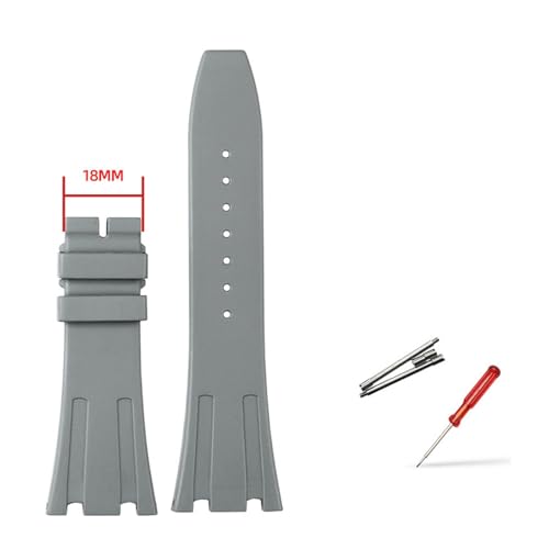 NBCNZCTSAS 26 mm Fluorkautschuk, passend for Audemars und Piguet Royal Oak 15400 15703 Serie, Faltschließe, Ersatzarmband for Herren, passend for AP(Grey no buckle) von NBCNZCTSAS