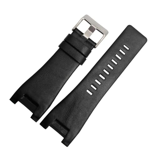 NBCNZCTSAS 32mm Leder Schwarz Armband Fit for Diesel Uhr Armband Armbanduhren Band Fit for DZ1216 DZ1273 DZ4246 DZ4247 DZ287watch Band(2 Black-silver) von NBCNZCTSAS