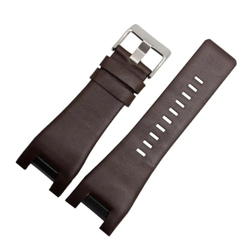 NBCNZCTSAS 32mm Leder Schwarz Armband Fit for Diesel Uhr Armband Armbanduhren Band Fit for DZ1216 DZ1273 DZ4246 DZ4247 DZ287watch Band(2 Brown-silver) von NBCNZCTSAS
