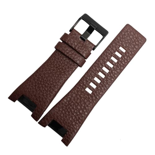 NBCNZCTSAS 32mm Leder Schwarz Armband Fit for Diesel Uhr Armband Armbanduhren Band Fit for DZ1216 DZ1273 DZ4246 DZ4247 DZ287watch Band(Brown-black) von NBCNZCTSAS
