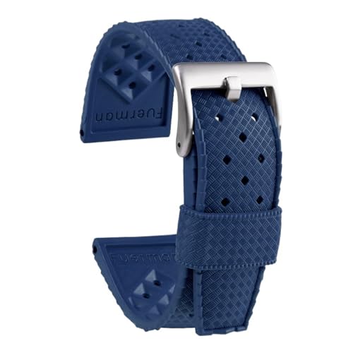 NBCNZCTSAS Armband 20 mm 22 mm Premium Rubber Atmungsaktive hautfreundliche Edelstahlschnalle Universelles Fashion Business-Uhrenarmband(Blue,20mm) von NBCNZCTSAS