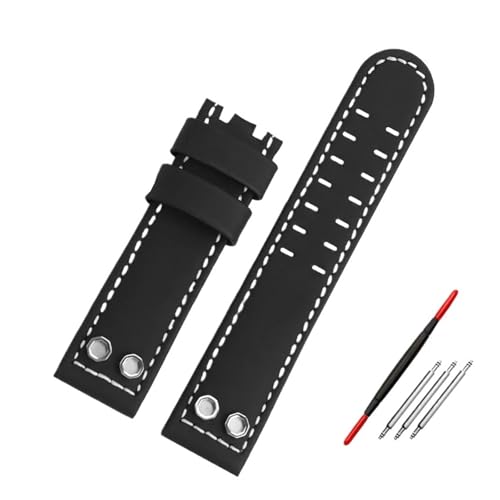 NBCNZCTSAS Armband Fit for Hamilton Fit for Air Navy Field H78616553 H78555553 Wasserdichtes Vintage-Lederuhrenarmband 20 mm 24 mm Armband mit Nieten(Black a-no clasp,20mm) von NBCNZCTSAS