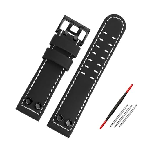 NBCNZCTSAS Armband Fit for Hamilton Fit for Air Navy Field H78616553 H78555553 Wasserdichtes Vintage-Lederuhrenarmband 20 mm 24 mm Armband mit Nieten(Black b-black,20mm) von NBCNZCTSAS