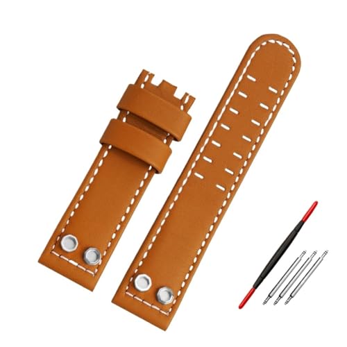 NBCNZCTSAS Armband Fit for Hamilton Fit for Air Navy Field H78616553 H78555553 Wasserdichtes Vintage-Lederuhrenarmband 20 mm 24 mm Armband mit Nieten(Brown a-no clasp,24mm) von NBCNZCTSAS
