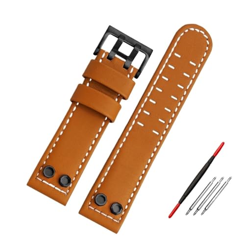 NBCNZCTSAS Armband Fit for Hamilton Fit for Air Navy Field H78616553 H78555553 Wasserdichtes Vintage-Lederuhrenarmband 20 mm 24 mm Armband mit Nieten(Brown b-black,24mm) von NBCNZCTSAS