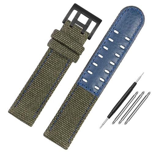 NBCNZCTSAS Armband Fit for Hamilton Khaki Fit for Feld H760250 H77616533 H70605963 H68201993 Uhr Armband Leder Nylon Männer Armband 20 22mm(Green-black clasp,20mm) von NBCNZCTSAS