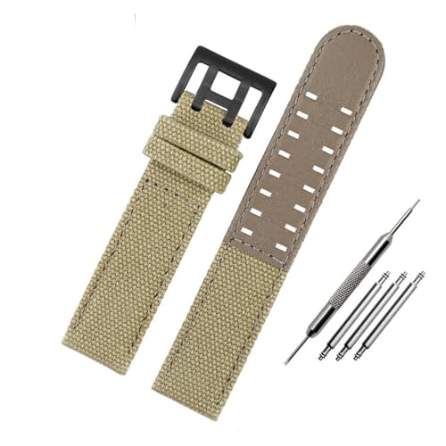 NBCNZCTSAS Armband Fit for Hamilton Khaki Fit for Feld H760250 H77616533 H70605963 H68201993 Uhr Armband Leder Nylon Männer Armband 20 22mm(Khaki-black clasp,22mm) von NBCNZCTSAS