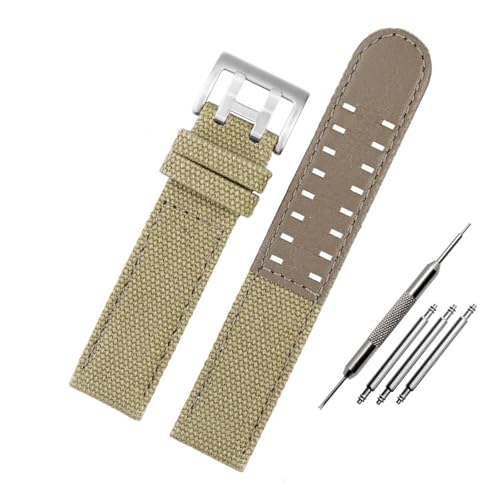 NBCNZCTSAS Armband Fit for Hamilton Khaki Fit for Feld H760250 H77616533 H70605963 H68201993 Uhr Armband Leder Nylon Männer Armband 20 22mm(Khaki-silver clasp,20mm) von NBCNZCTSAS