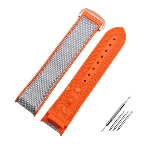 NBCNZCTSAS Armband mit gebogenem Ende, passend for Omega, passend for Seamaster 300, passend for Ocean Speedmaster 8900, passend for Planet Ocean, 20 m, 22 mm Stoff, Nylon-Gummi-Herrenarmband(Colour 2 von NBCNZCTSAS