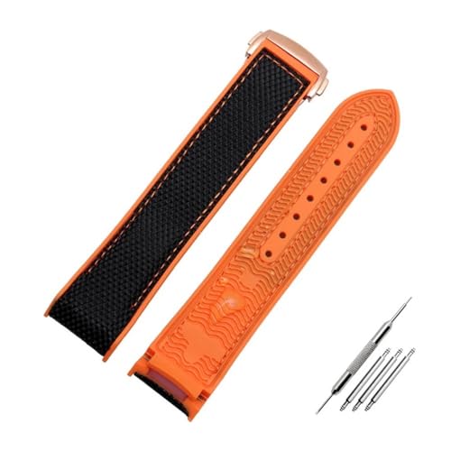 NBCNZCTSAS Armband mit gebogenem Ende, passend for Omega, passend for Seamaster 300, passend for Ocean Speedmaster 8900, passend for Planet Ocean, 20 m, 22 mm Stoff, Nylon-Gummi-Herrenarmband(Colour 1 von NBCNZCTSAS