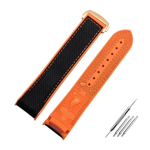 NBCNZCTSAS Armband mit gebogenem Ende, passend for Omega, passend for Seamaster 300, passend for Ocean Speedmaster 8900, passend for Planet Ocean, 20 m, 22 mm Stoff, Nylon-Gummi-Herrenarmband(Colour 1 von NBCNZCTSAS