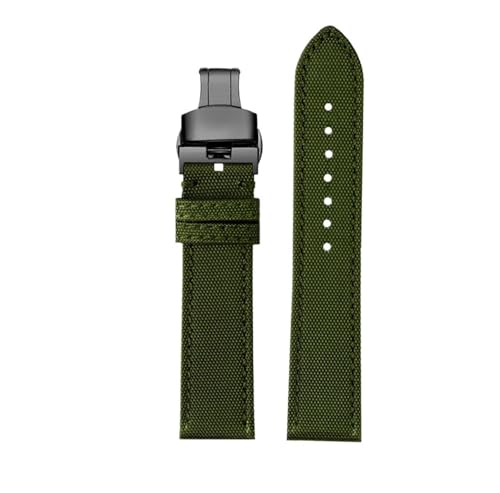 NBCNZCTSAS Armband passend for Breitling, passend for Avenger Deep Dive, passend for Seawolf, passend for Super Ocean Series, gelbes Uhrenarmband aus Nylon und Leder, 22 mm, 24 mm(Green Black Folding, von NBCNZCTSAS