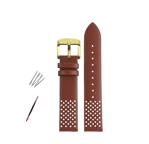 NBCNZCTSAS Braunes Armband passend for Timex-Lederarmband mit wasserdichter hochwertiger Retro-Uhrenkette for Herren T49963/TW2R79/8010(Brown-gold) von NBCNZCTSAS