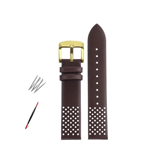 NBCNZCTSAS Braunes Armband passend for Timex-Lederarmband mit wasserdichter hochwertiger Retro-Uhrenkette for Herren T49963/TW2R79/8010(Dark Brown-gold) von NBCNZCTSAS