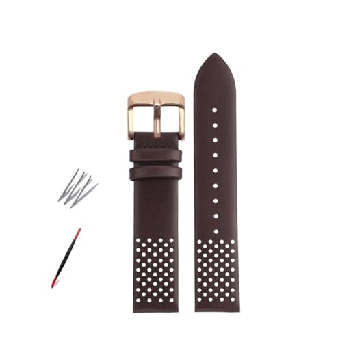 NBCNZCTSAS Braunes Armband passend for Timex-Lederarmband mit wasserdichter hochwertiger Retro-Uhrenkette for Herren T49963/TW2R79/8010(Dark Brown-rose gold) von NBCNZCTSAS